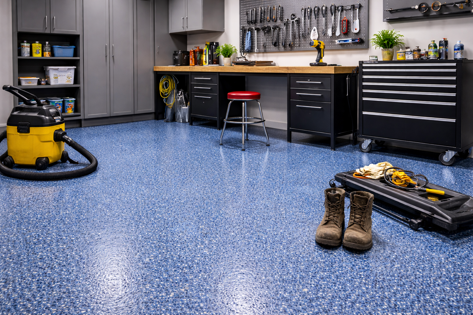 Epoxy resin flake workshop floor